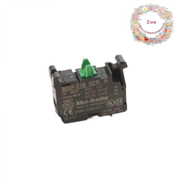 Rockwell Automation 800F-X10 Contact Block, 22.5mm, Plastic, 1 Normally Open